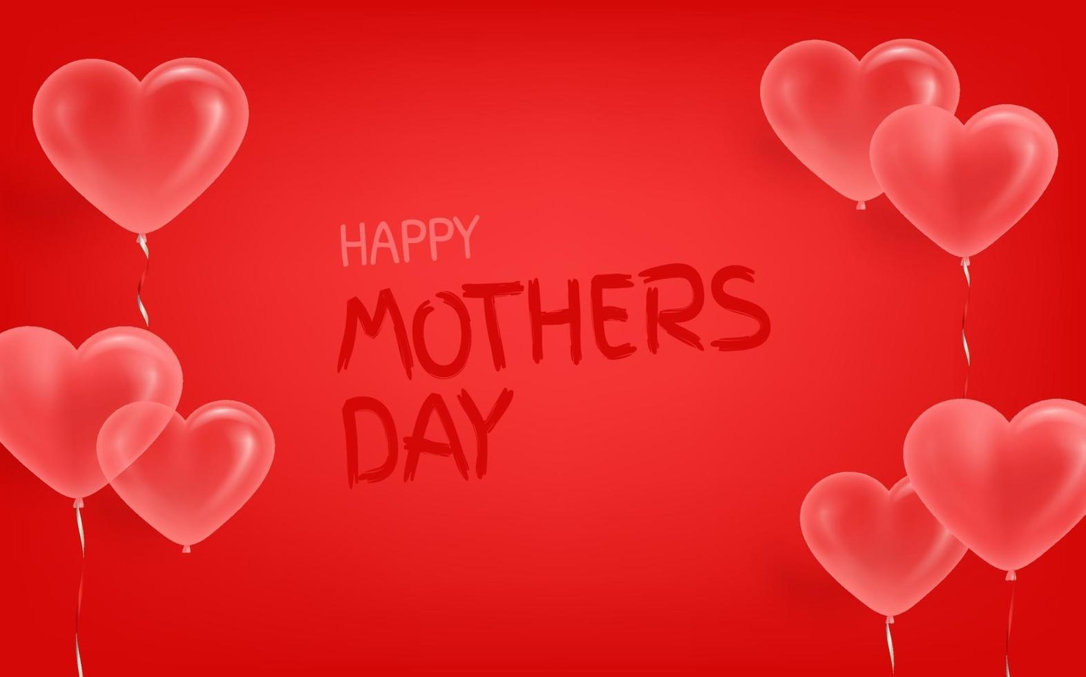 Banner with air balloons on red wall. Happy mothers day vector