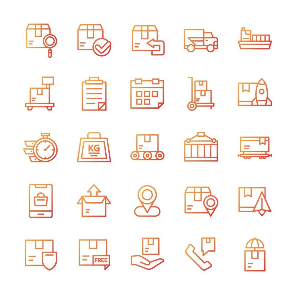 Set of Shipping icons with gradient style. vector