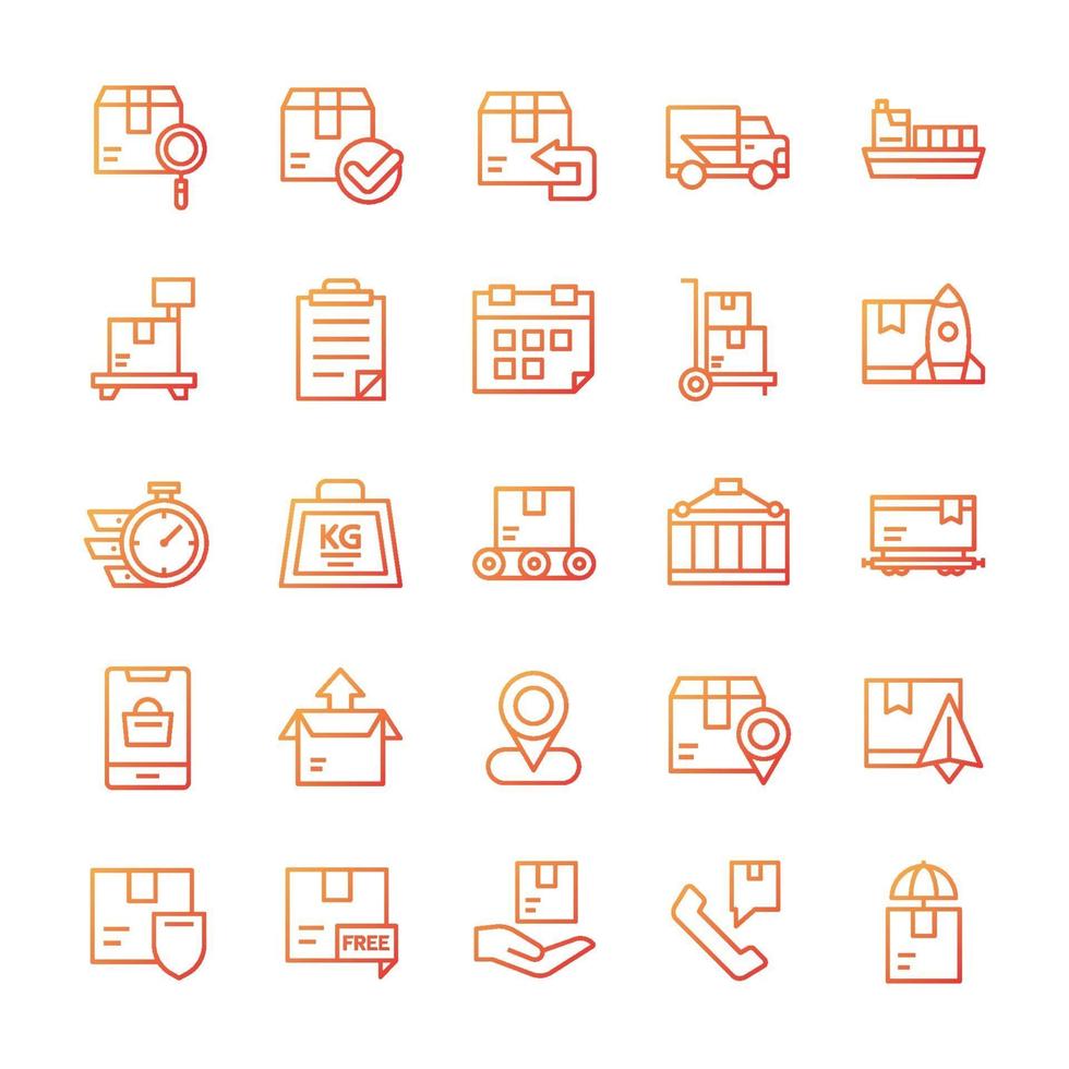 Set of Shipping icons with gradient style. vector