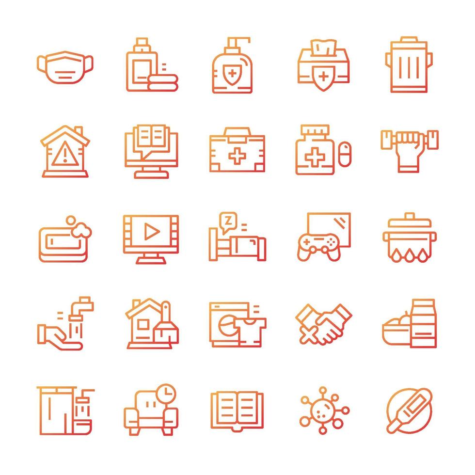 Set of Quarantine icons with gradient style. vector