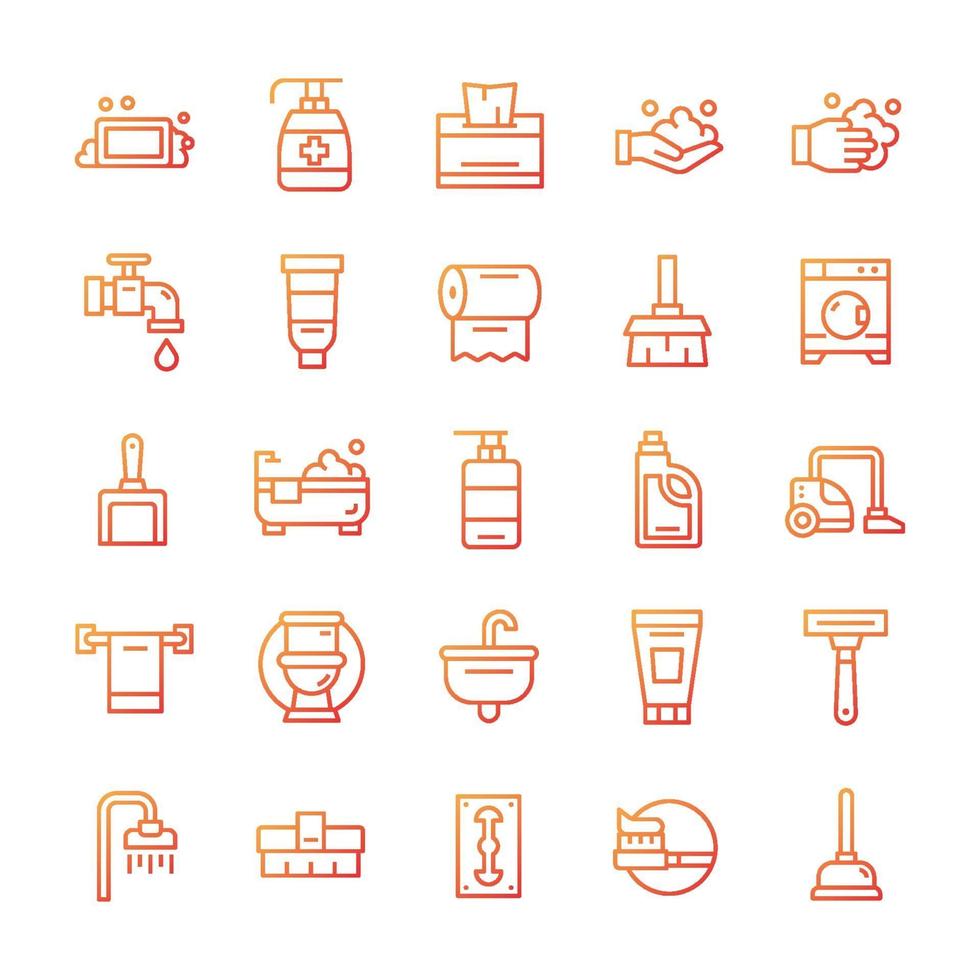 Set of Hygiene icons with gradient style. vector