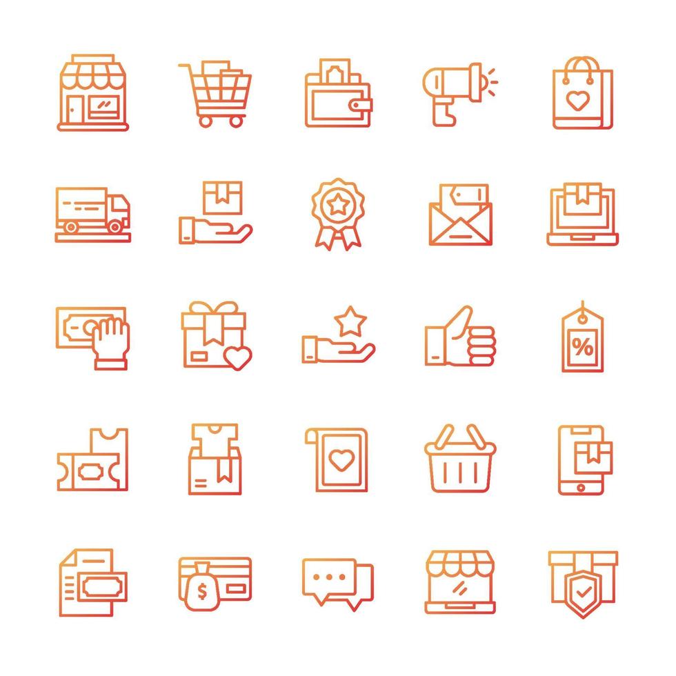 Set of Shopping icons with gradient style. vector