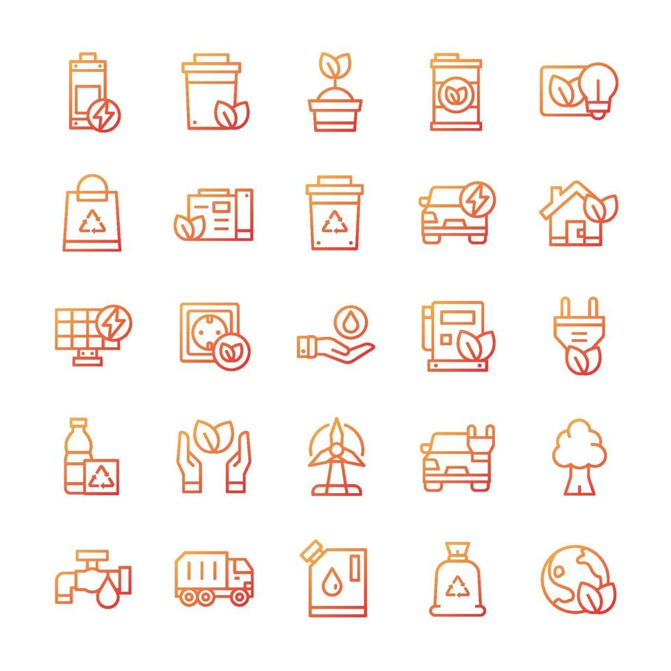 Set of Environment icons with gradient style. vector