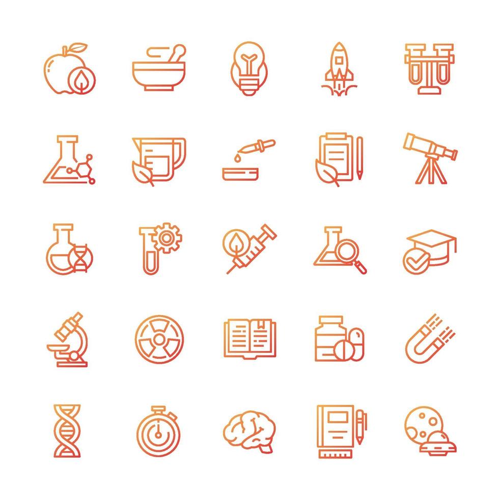 Set of Science icons with gradient style. vector