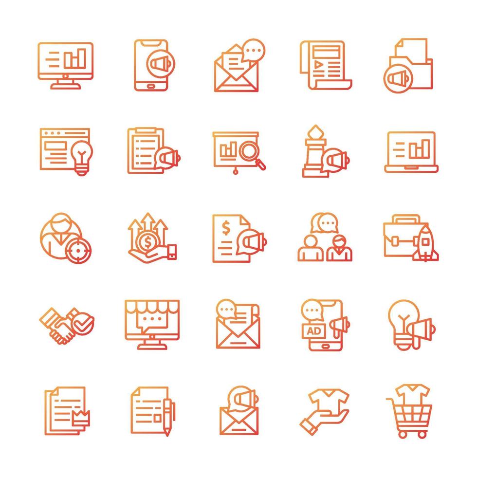 Set of Marketing icons with gradient style. vector