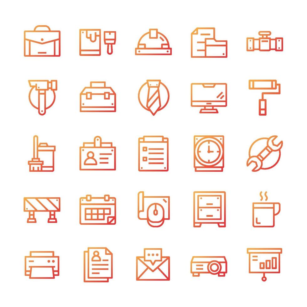 Set of Work icons with gradient style. vector