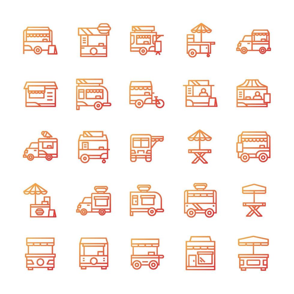Set of Stand food icons with gradient style. vector