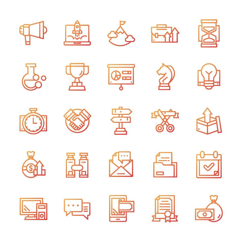 Set of Startup icons with gradient style. vector