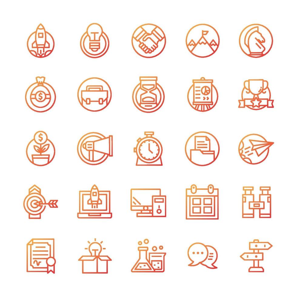 Set of Startup icons with gradient style. vector