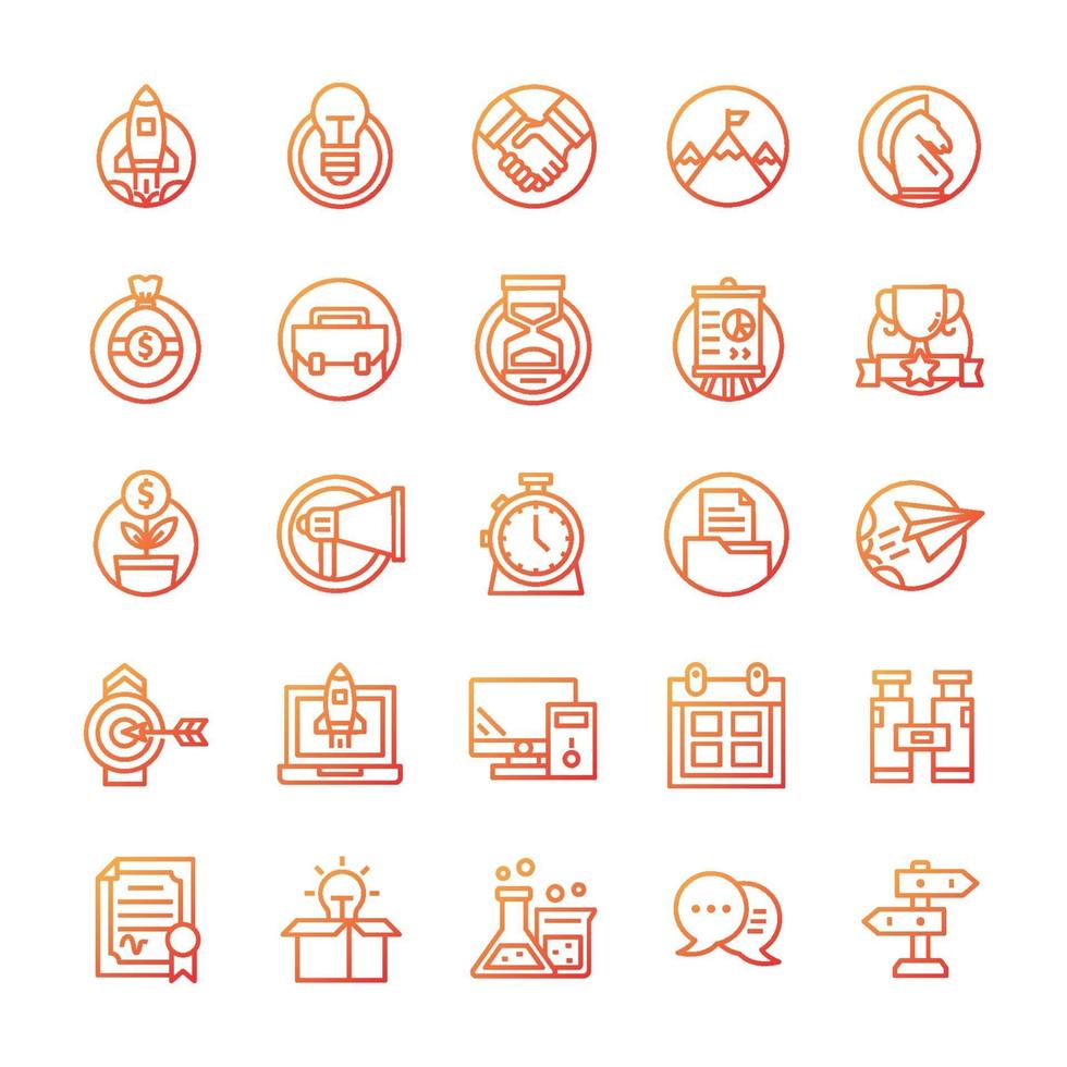 Set of Startup icons with gradient style. vector