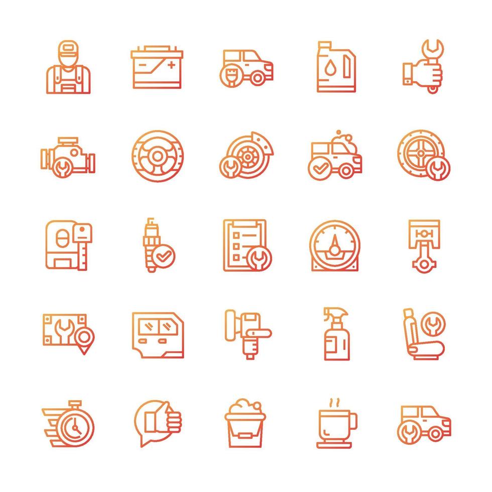 Set of Car Service icons with gradient style. vector