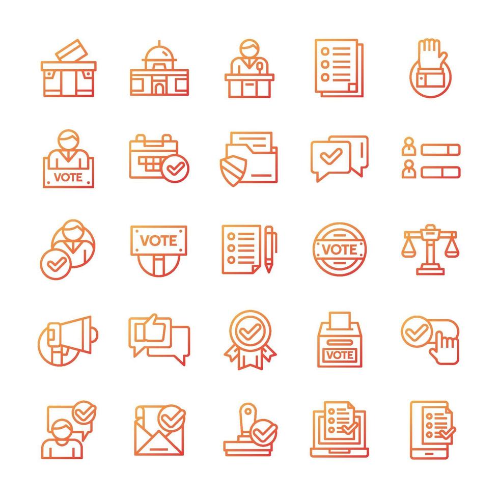 Set of Voting and election icons with gradient style. vector