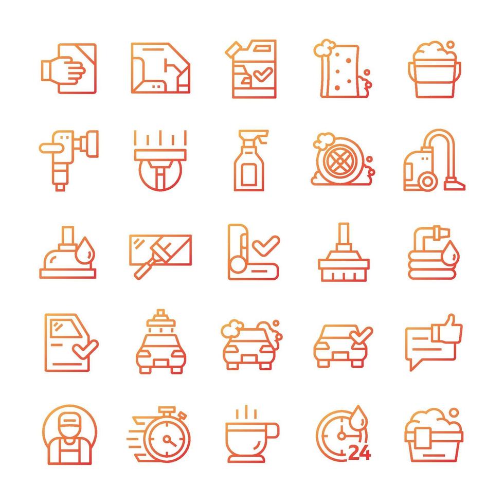 Set of Carwash icons with gradient style. vector