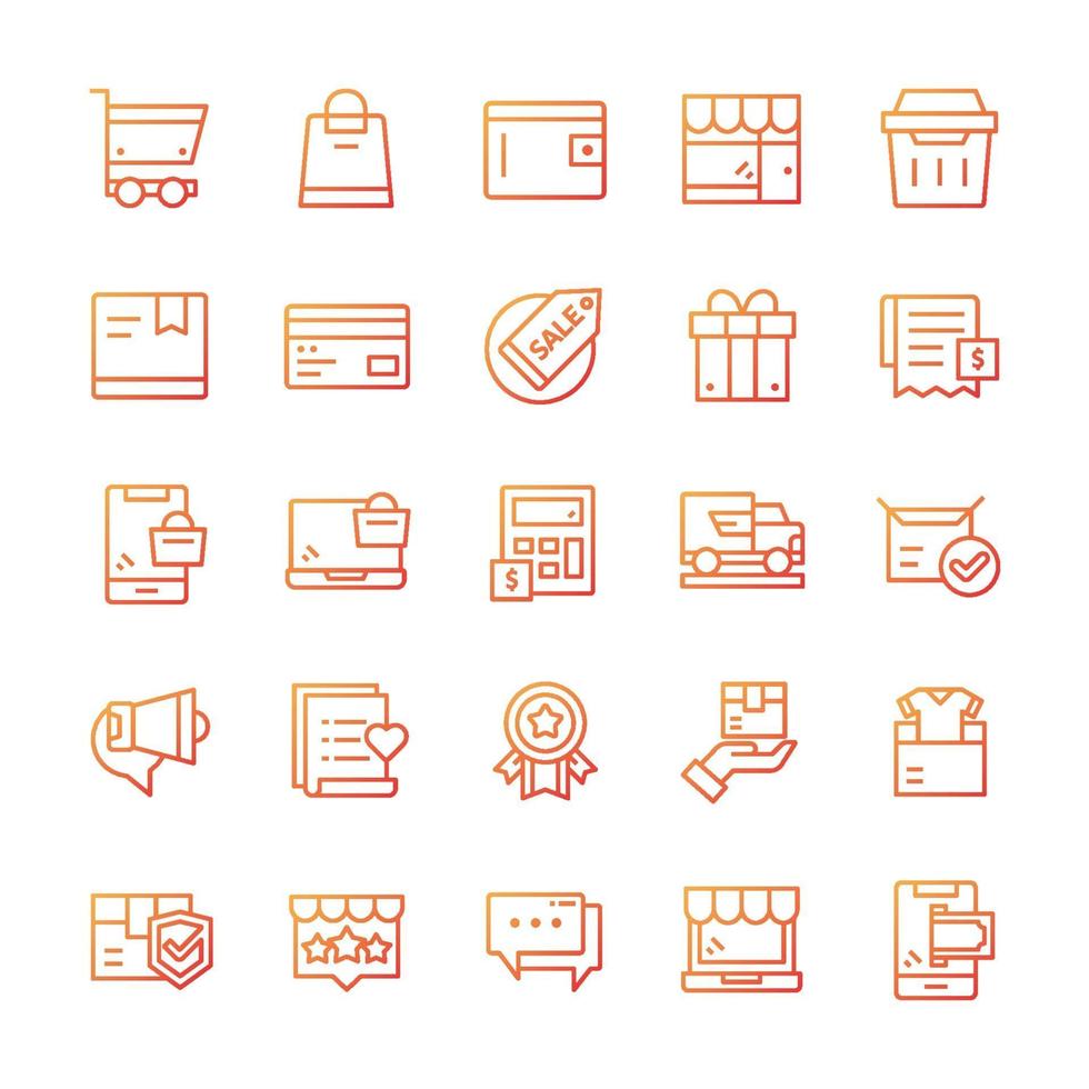 Set of Shopping icons with gradient style. vector