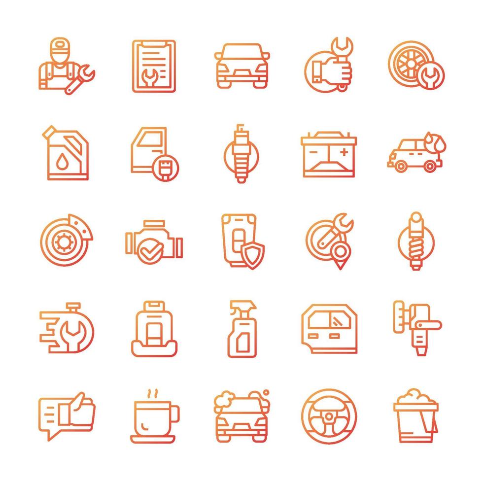 Set of Car Service icons with gradient style. vector