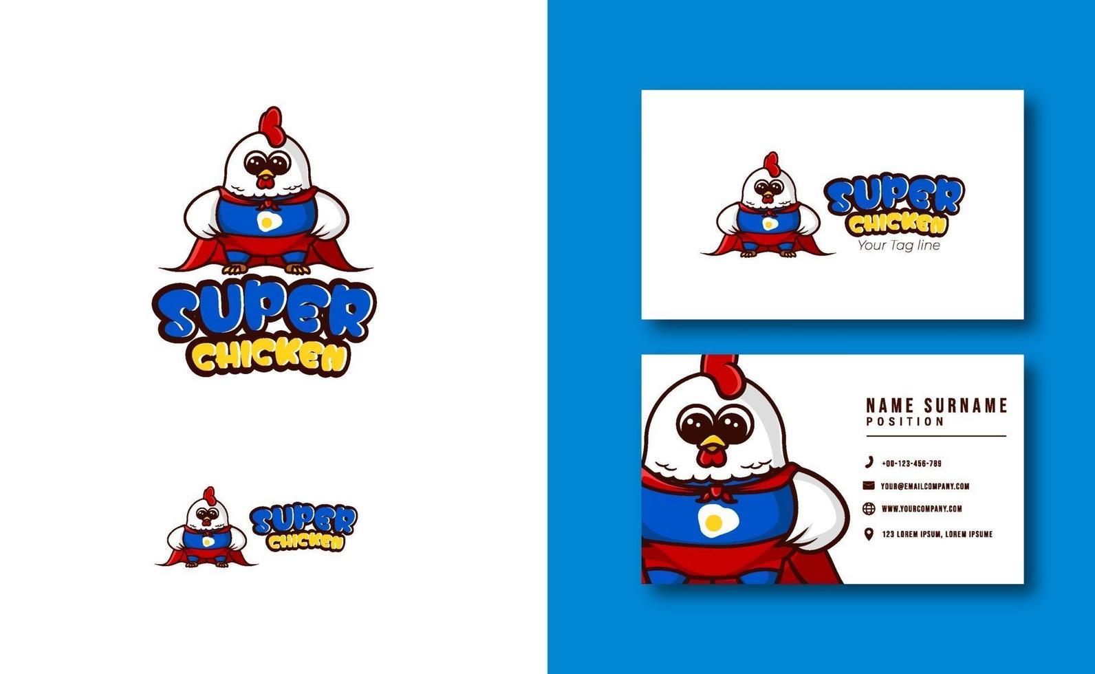 kawaii character mascot. cute Super Chicken mascot logo. adorable character. vector illustration