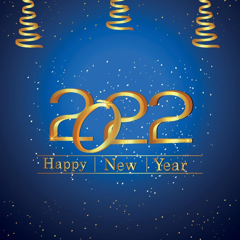 2022 happy new year golden text effect on creative background vector