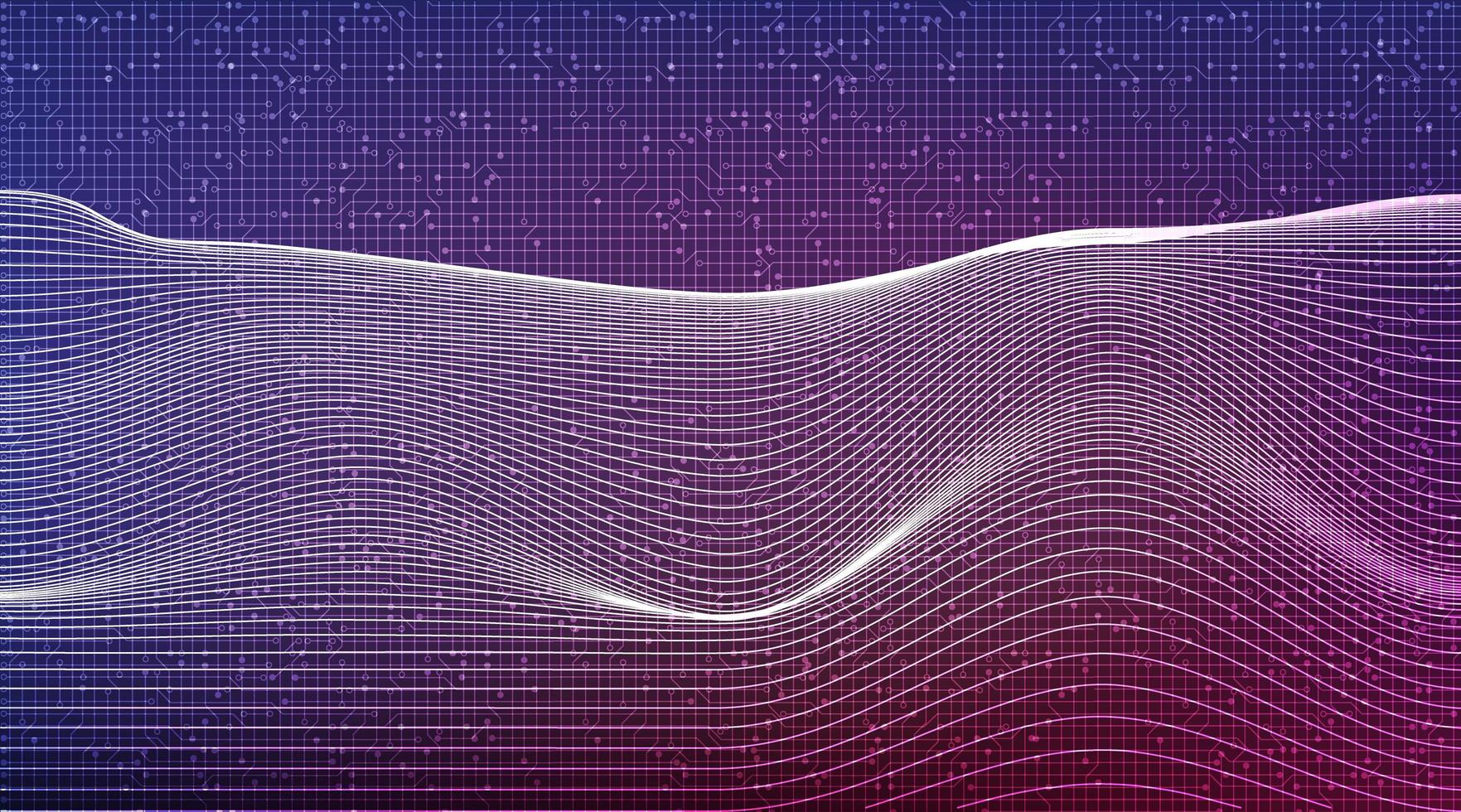 Digital Sound wave on Dynamic Technology Background. vector