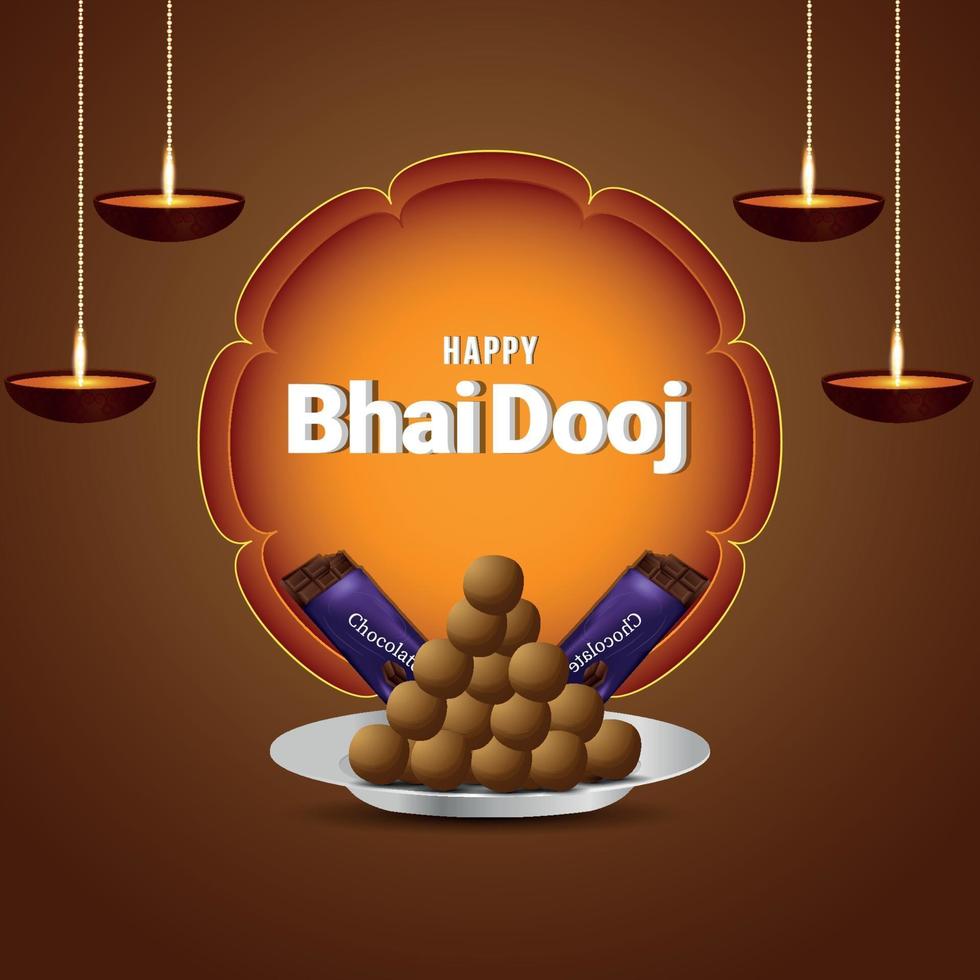festival indio de feliz bhai dooj celebración tarjeta de felicitación con elementos vectoriales creativos vector