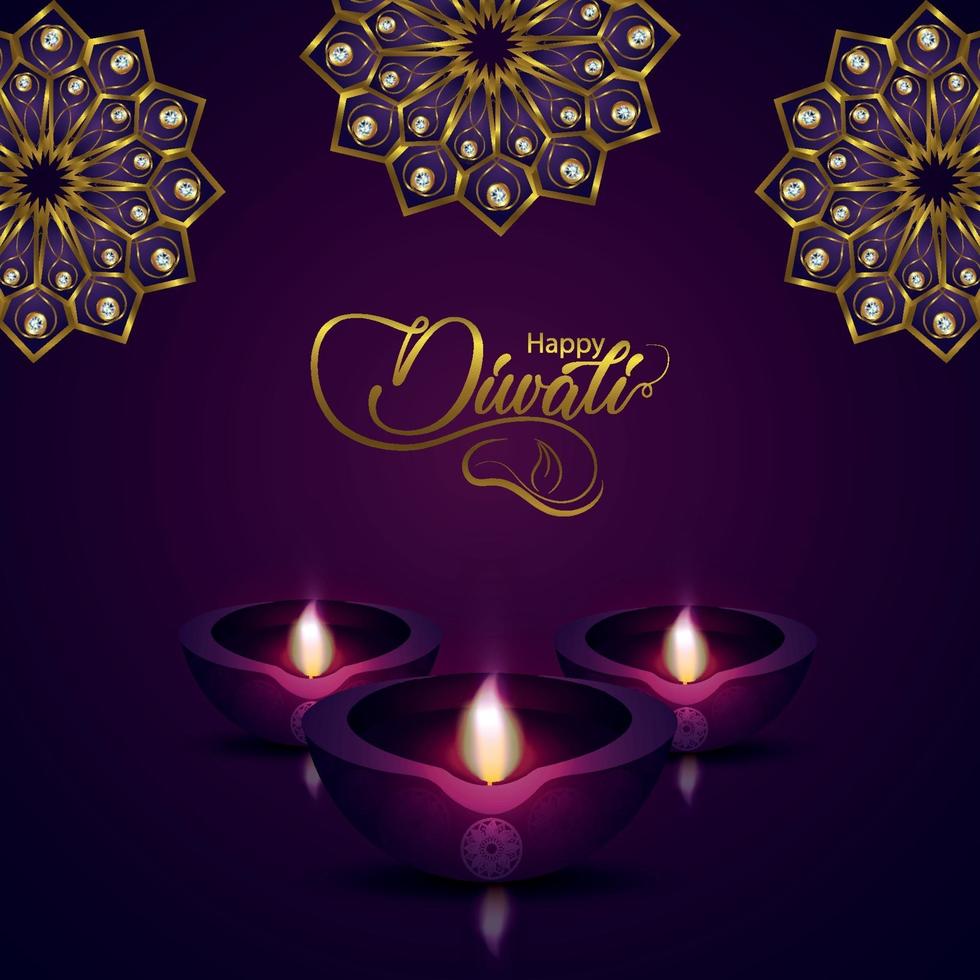 Creative vector illustration of happy diwali, diwali festival of light invitation greeting card