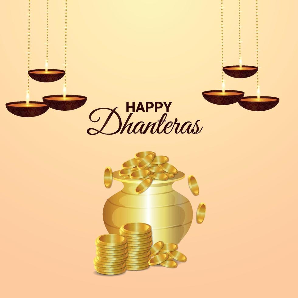 Indian festival of shubh dhanteras celebration greeting card vector