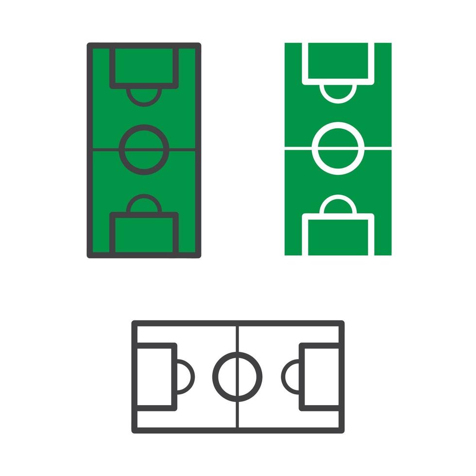 diseño de ilustración de campo de fútbol. campo de fútbol con icono de balón de fútbol aislado sobre fondo blanco. vector listo para usar.