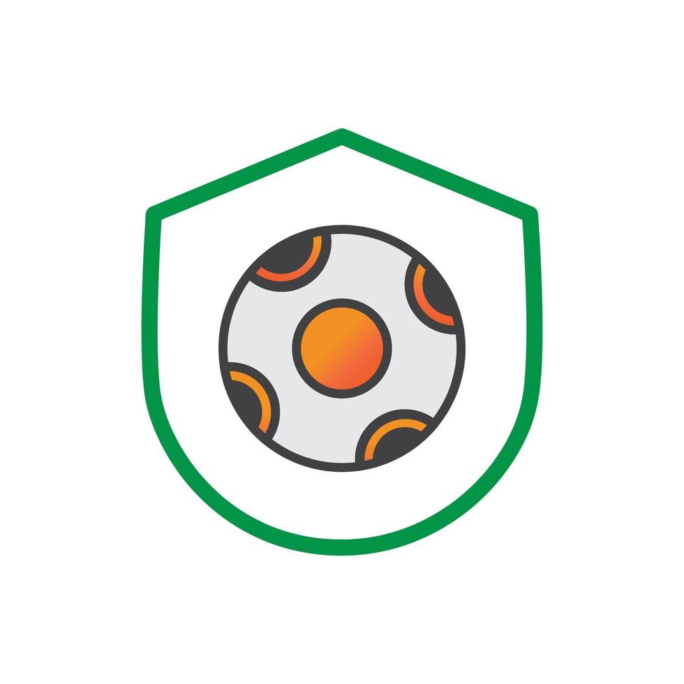 Diseño de ilustración de escudo iwth de balón de fútbol. icono de escudo de iwth de balón de fútbol aislado sobre fondo blanco. vector listo para usar.