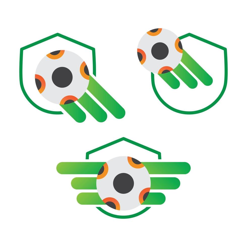 Diseño de ilustración de escudo iwth de balón de fútbol. icono de escudo de iwth de balón de fútbol aislado sobre fondo blanco. vector listo para usar.