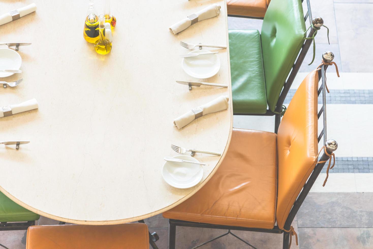 Top view of dinner table photo