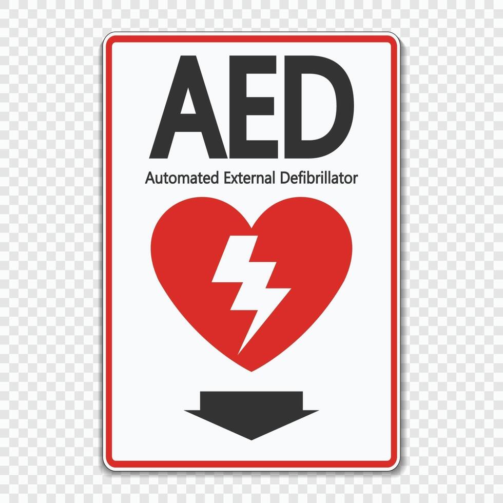 Symbol AED Sign label on transparent background vector