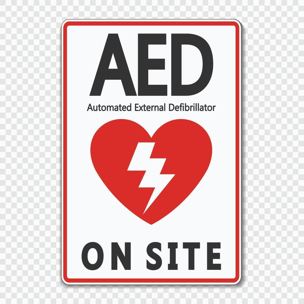 Symbol AED Sign label on transparent background vector