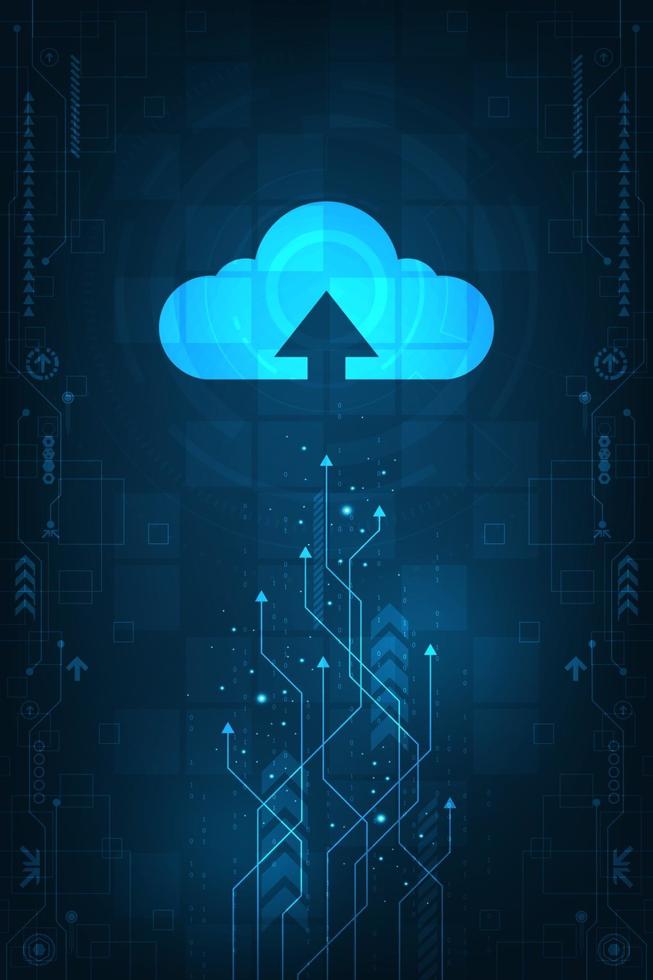 Cloud interface that shows data uploading to the internet. vector