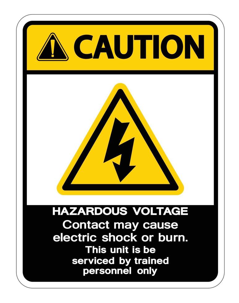 El contacto de voltaje peligroso puede causar una descarga eléctrica o un signo de quemadura sobre fondo blanco. vector