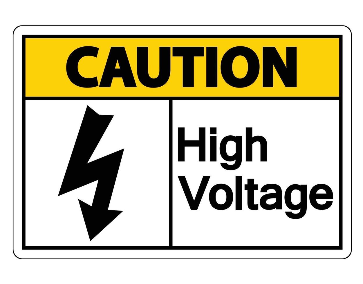 Señal de precaución de alto voltaje sobre fondo blanco. vector