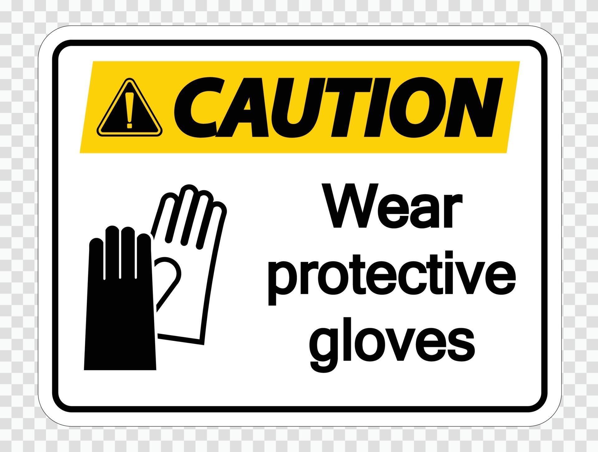 Caution Wear protective gloves sign on transparent background 2295467