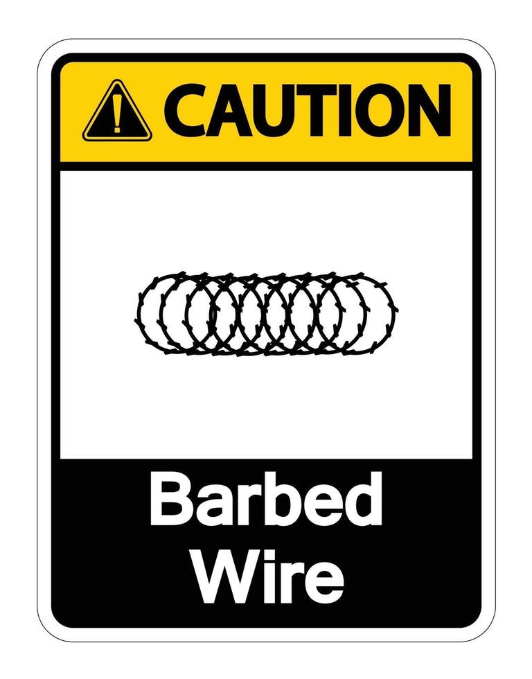 Caution Barbed Wire Symbol Sign On White Background,Vector Illustration vector