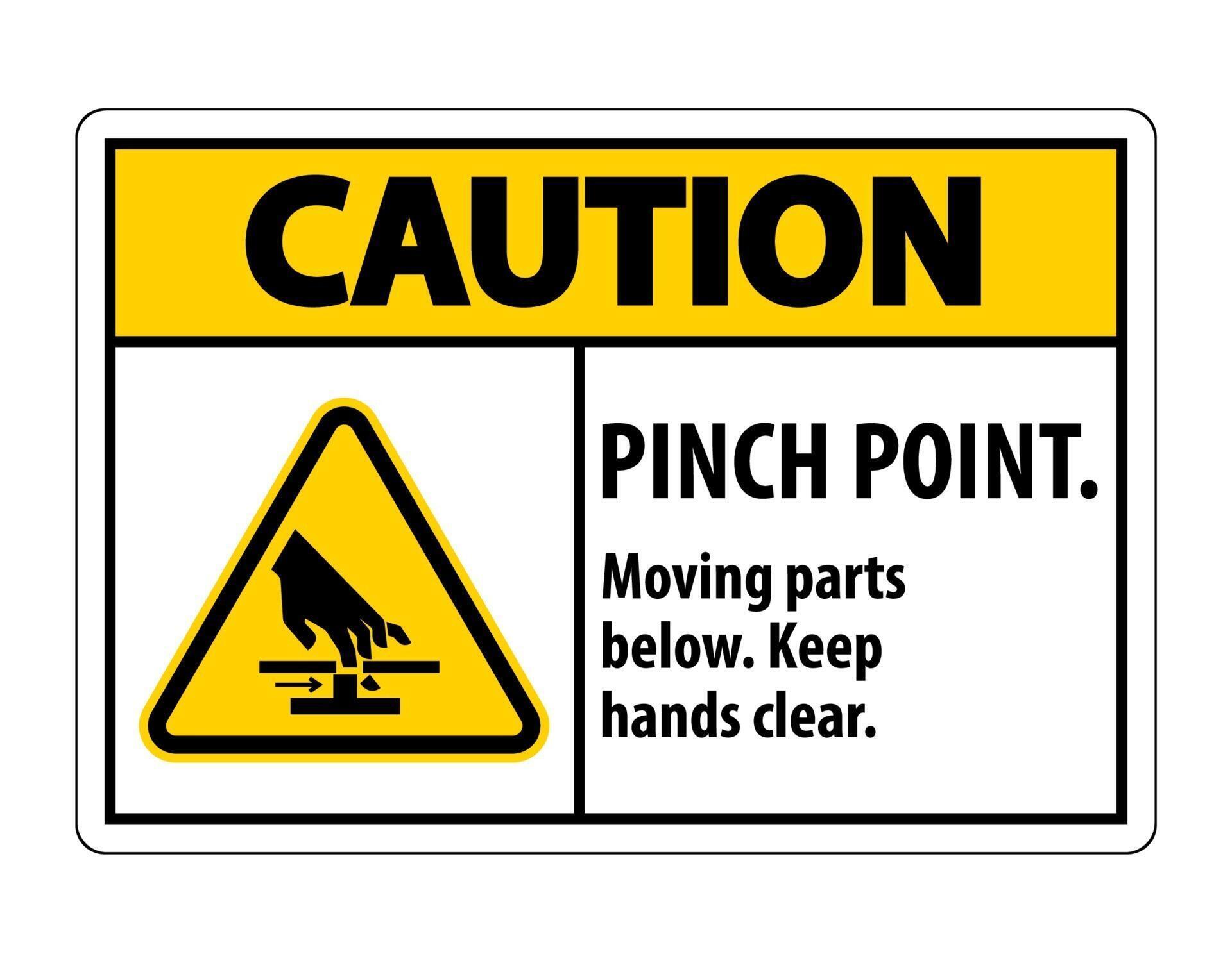 The moving point is. Warning moving parts. pinch point.