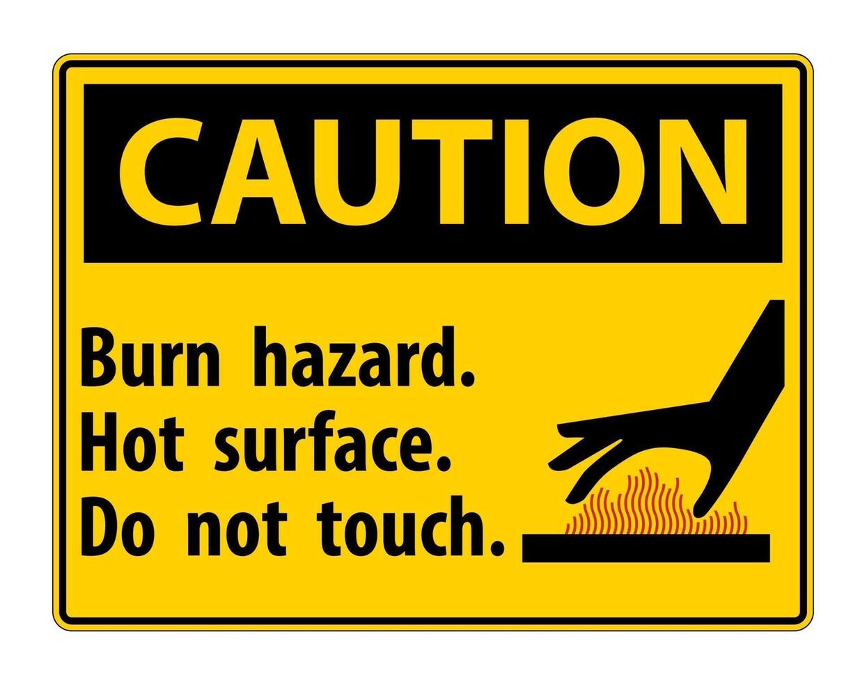Caution Burn hazard Hot surface Do not touch Symbol Sign Isolate