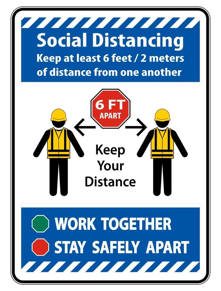 Social Distancing Construction Sign Isolate On White Background,Vector Illustration EPS.10 vector