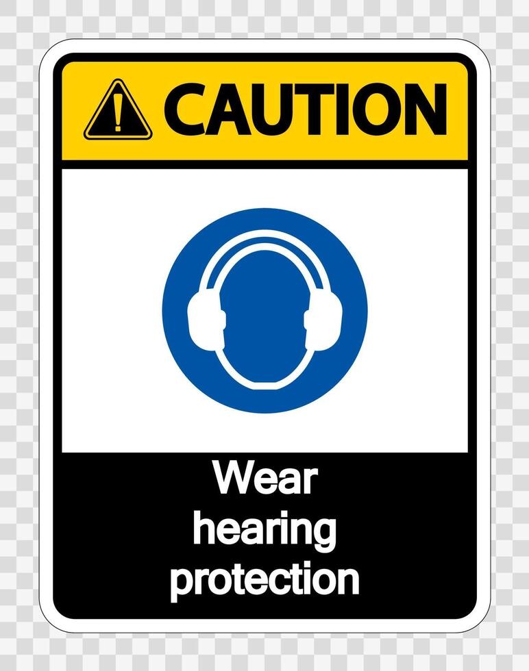 Caution Wear hearing protection on transparent background vector