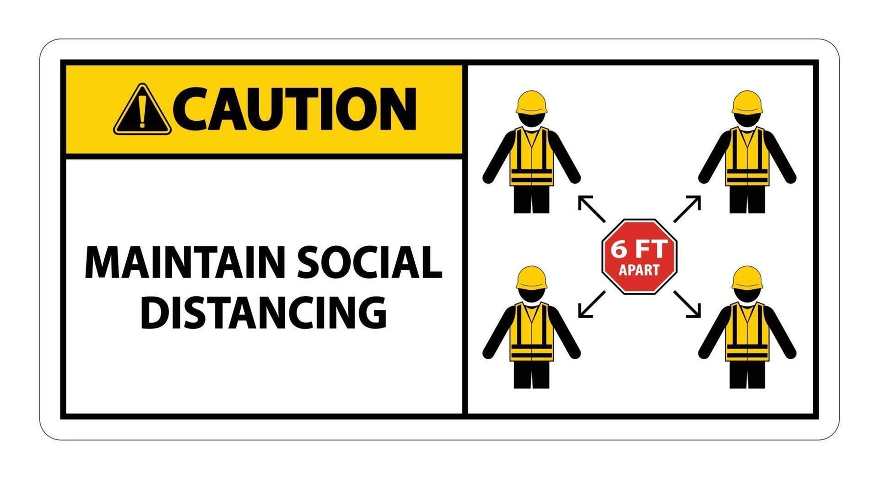 Caution Maintain social distancing, stay 6ft apart sign,coronavirus COVID-19 Sign Isolate On White Background,Vector Illustration EPS.10 vector