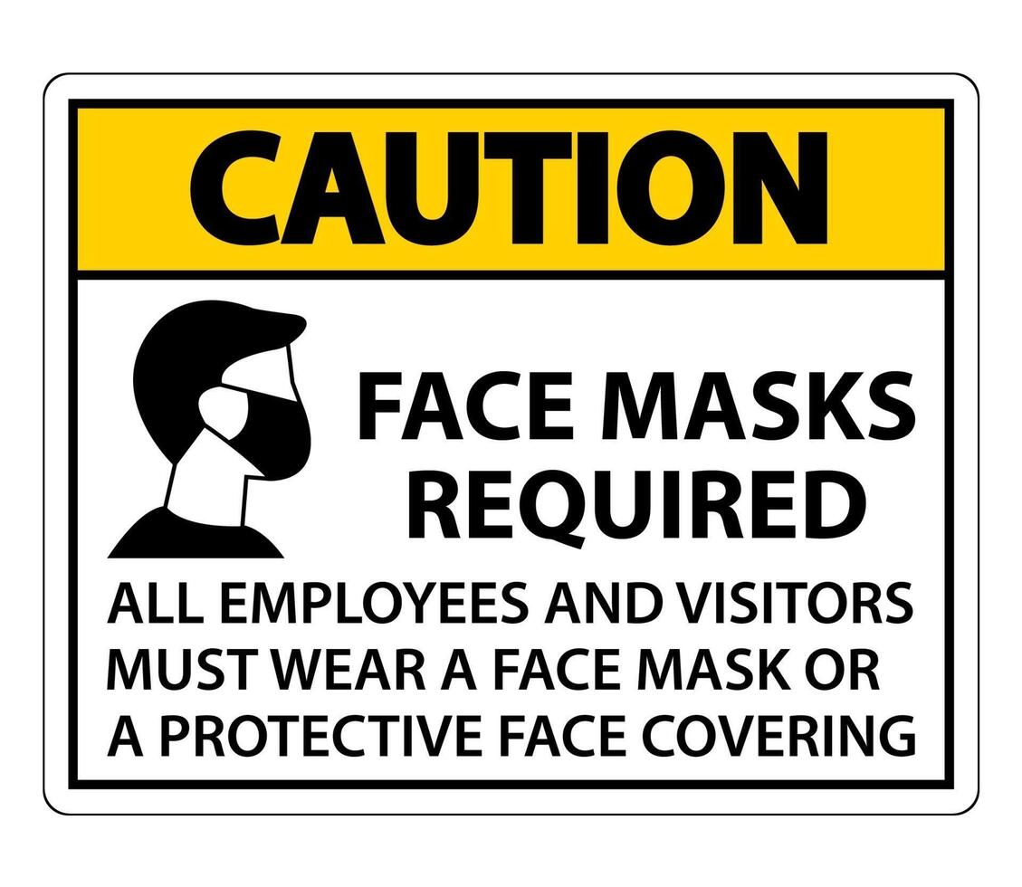 Caution Face Masks Required Sign on white background vector