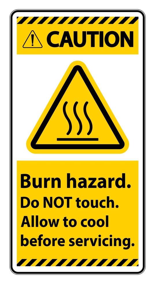 Caution Burn hazard safety,Do not touch label Sign on white background vector