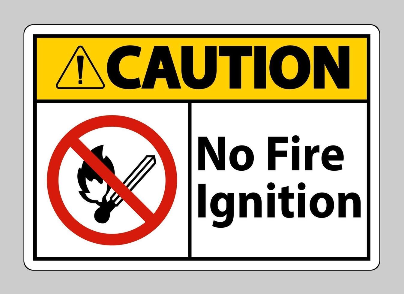 Precaución ningún signo de símbolo de encendido de fuego sobre fondo blanco. vector