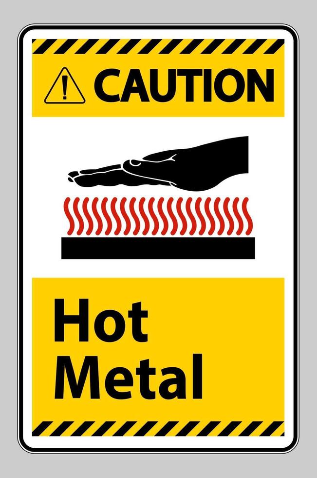 Precaución signo de símbolo de metal caliente aislado sobre fondo blanco. vector