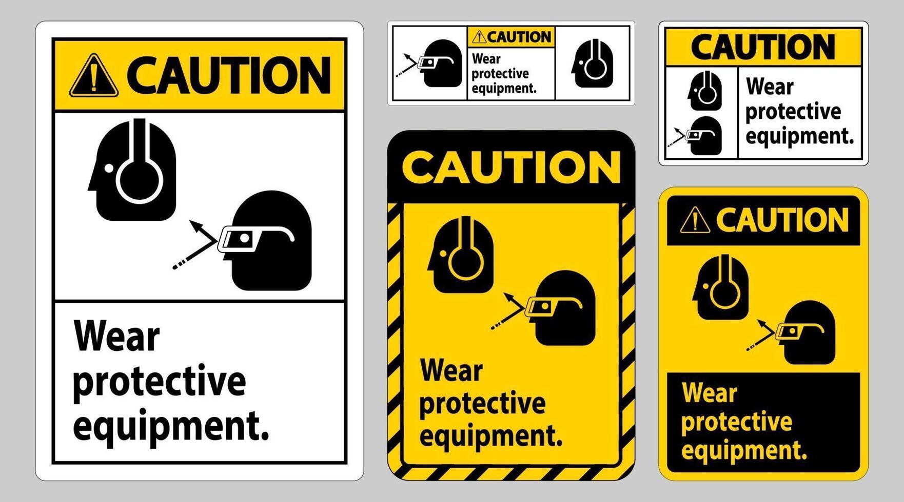 Caution Sign Wear Protective Equipment with goggles and glasses graphics vector