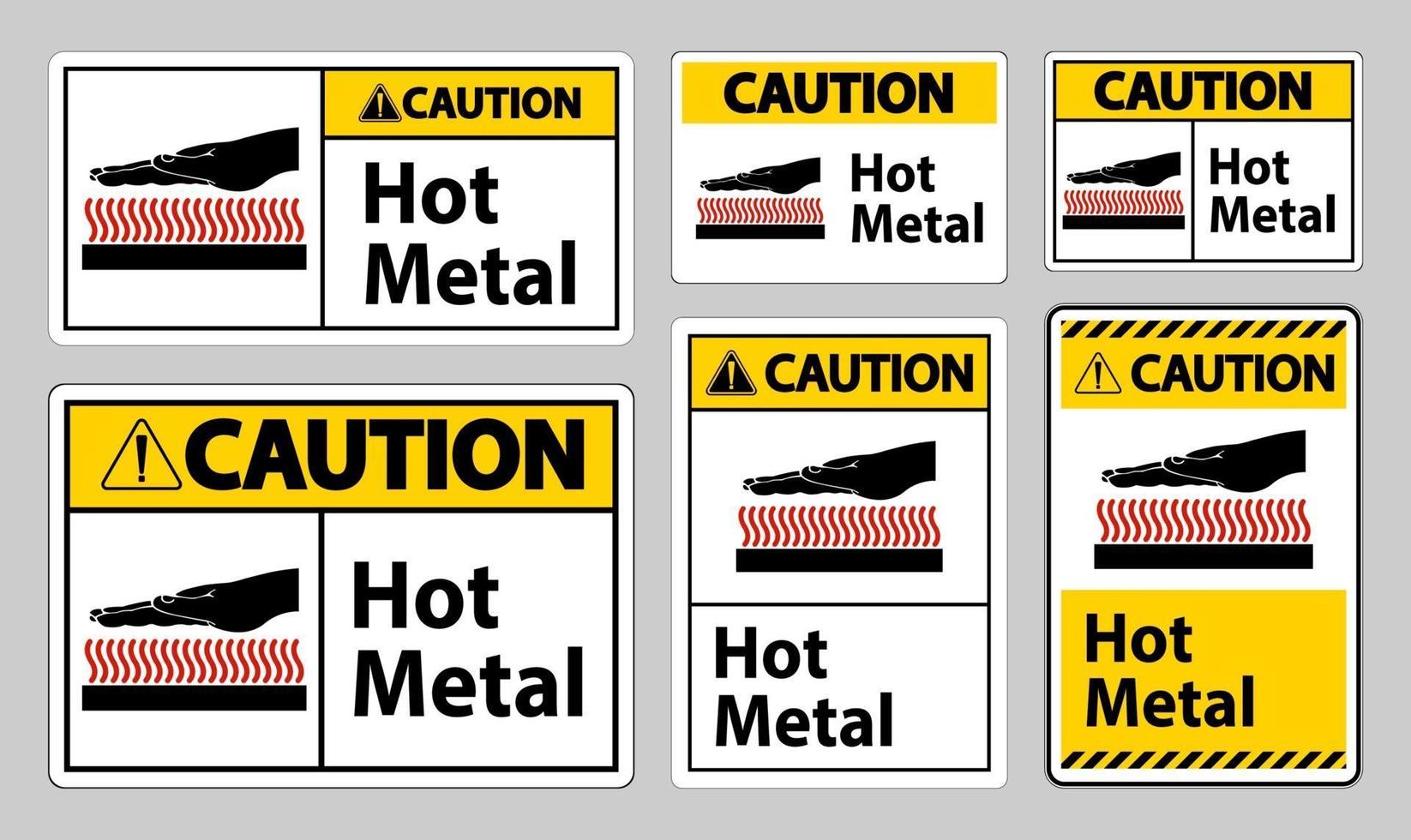 Precaución signo de símbolo de metal caliente aislado sobre fondo blanco. vector