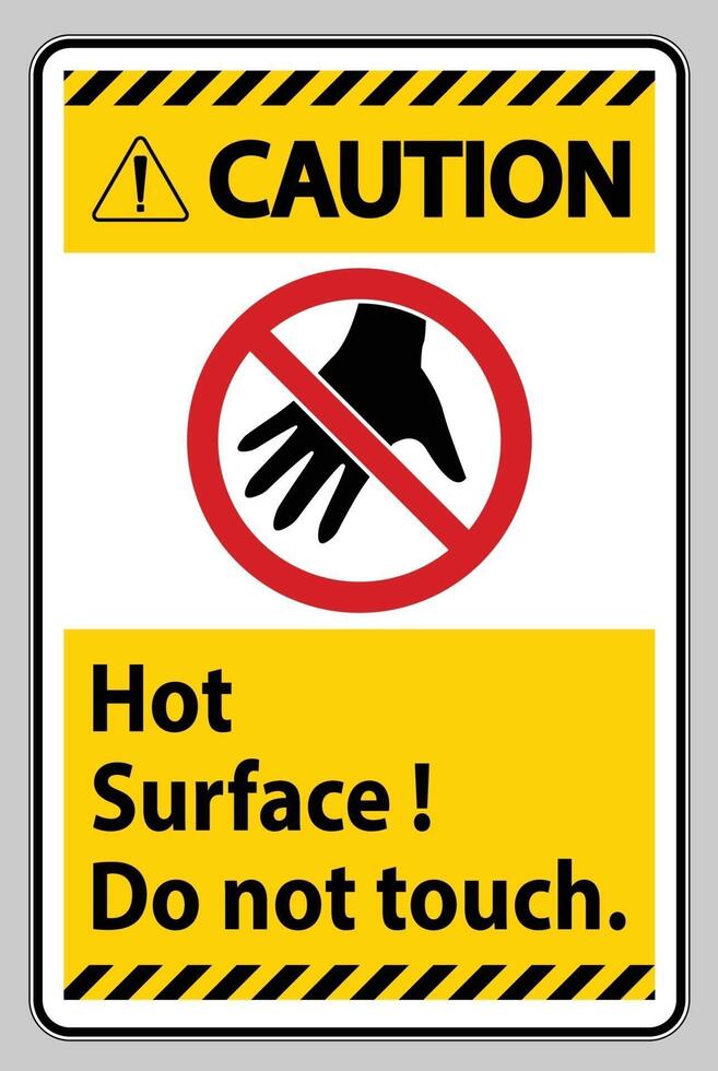 Caution Sign Hot Surface Do Not Touch On White Background vector