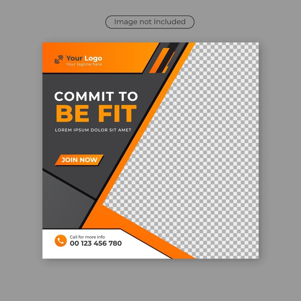 Gym Fitness social media post design template. vector