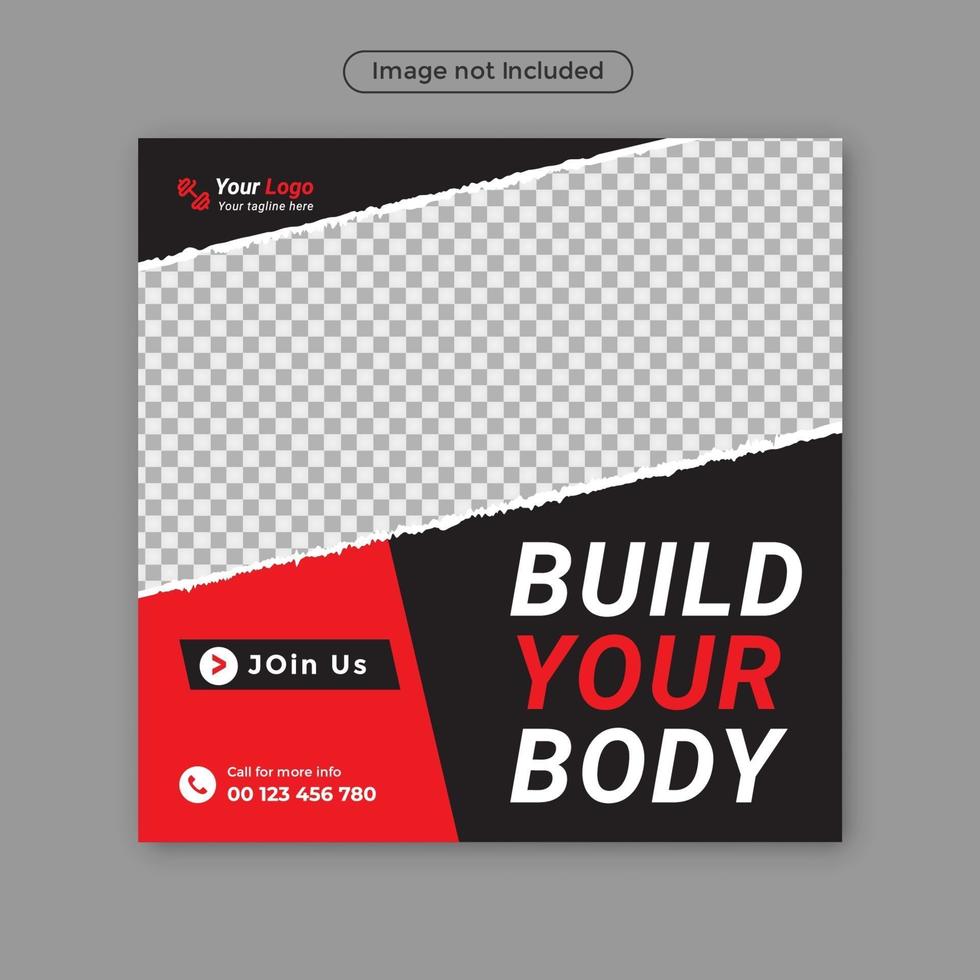 Fitness social media and web banner post. vector